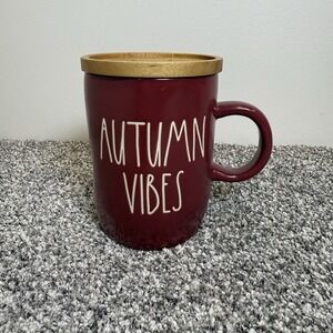 Rae Dunn  "Autumn Vibes" Fall Mug W/Wood Lid/Coaster